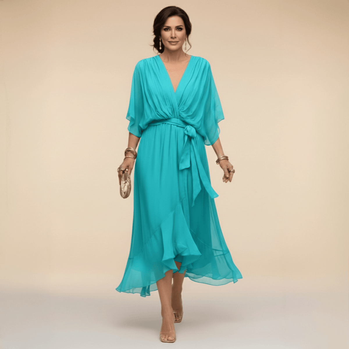 Laura™ | Robe en chiffon à décolleté en V