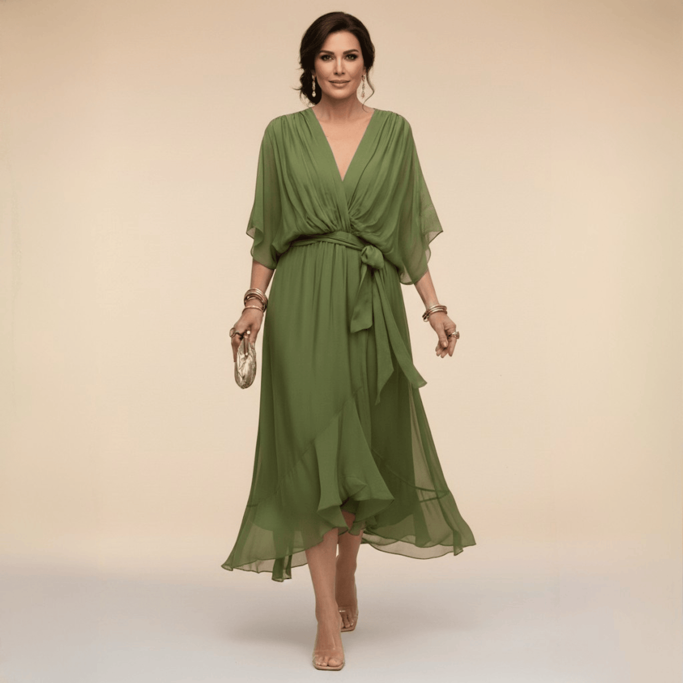 Laura™ | Robe en chiffon à décolleté en V