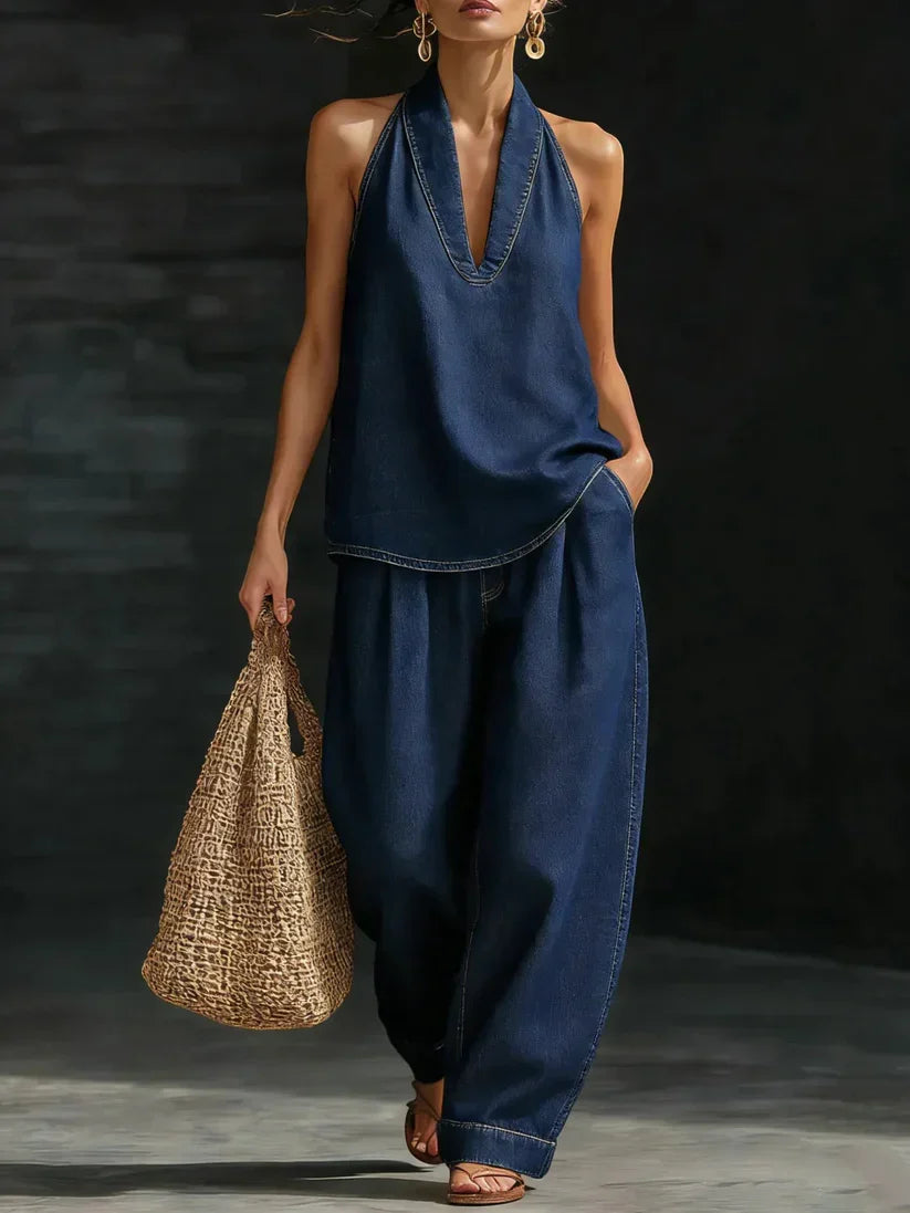 Martine | Ensemble Long Fluide Col en V
