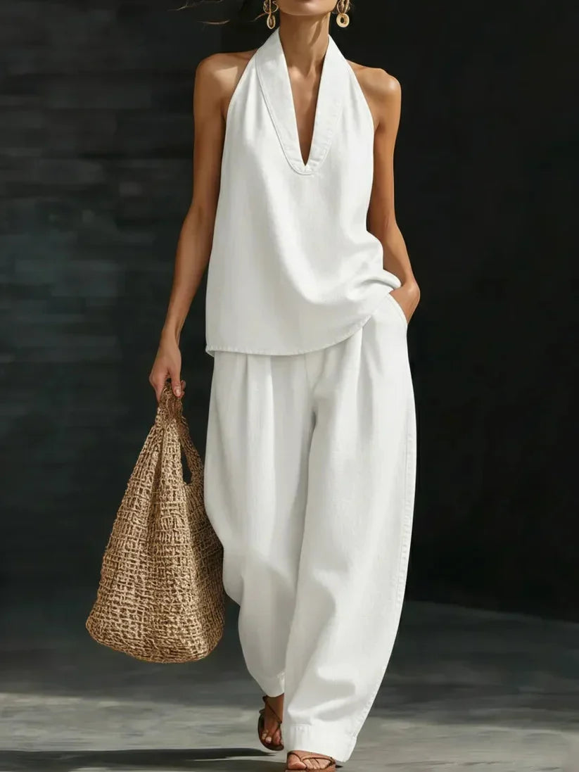 Martine | Ensemble Long Fluide Col en V