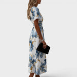 Denise | Robe Midi Fleurie Cache-Cœur à Taille Froncée