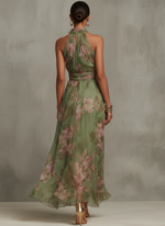 Serena | Robe maxi en mousseline fleurie à emmanchure américaine