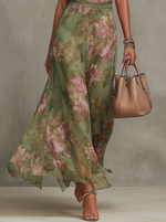 Serena | Robe maxi en mousseline fleurie à emmanchure américaine