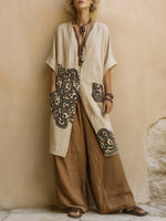 Juliette | Ensemble trois pièces nomade bohème gris foncé et marron à motif tribal