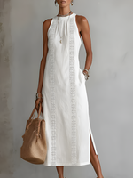 Amandine | La robe longue blanche en lin élégante
