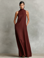 Catherine™ | Robe longue noire minimaliste